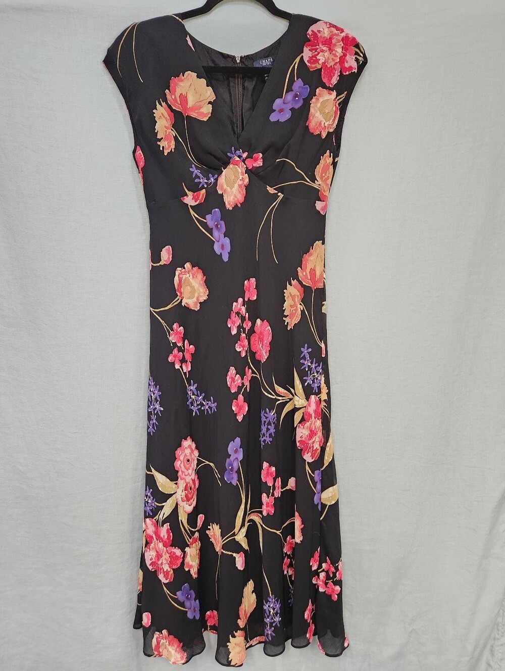 90s Chaps Fairy Floral Cap Sleeve Midi Dress Size 10